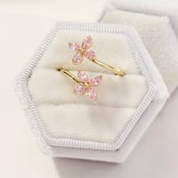 Image 1 of Pink Flower Vine Ring