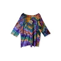 Image 1 of S 100% Cotton Forager Top in Earthy Spiral Rainbow Ice Dye