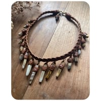 Image 2 of SALE - The Empress Necklace - Mixed Jaspers and Chestnut Brown Leather