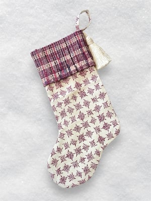Image of CHRISTMAS STOCKING - CREAM/PURPLE