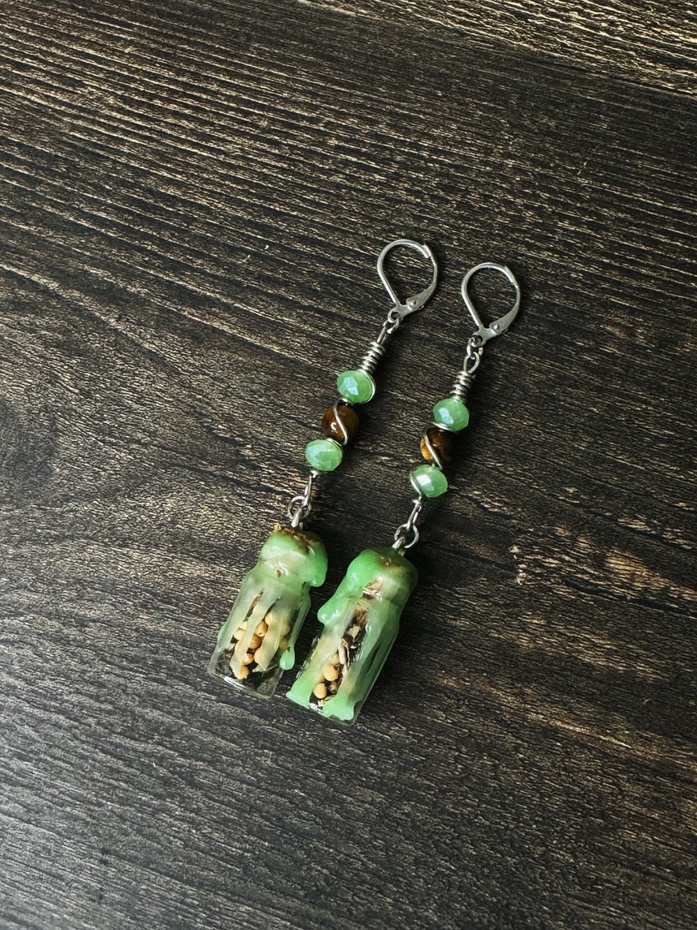 Image of Growth Spell Earrings w/ Tiger's Eye