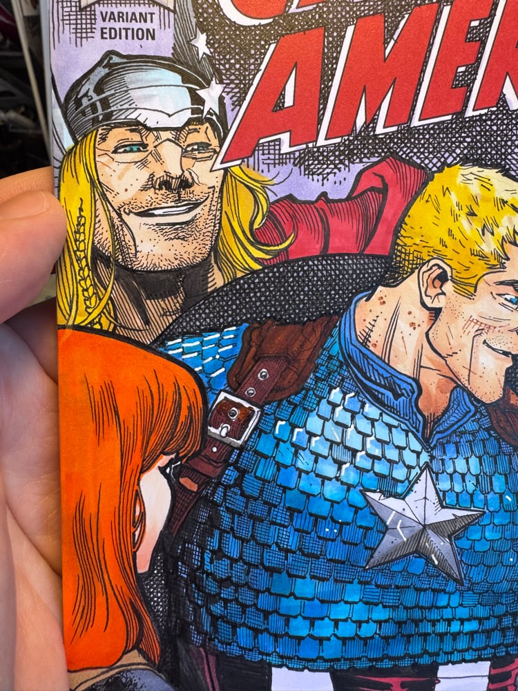 Image of Captain America sketch cover (cap, widow, ant man, Thor iron man and scarlet witch 