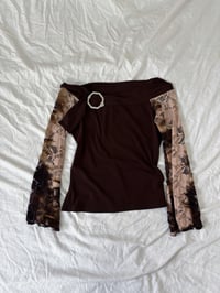 Image 1 of 00s Brown off shoulder shirt // M