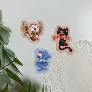 Image of Gen 7 Starter Pokémon Waterproof Stickers