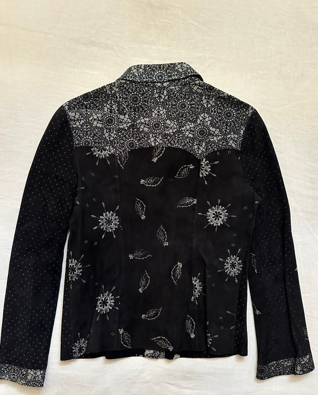 70s Roberto Cavalli leather suede snap jacket/ shirt 