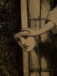 Image 3 of Victorian 1800s page - The faceless Lady in the window - Real preserved spide web