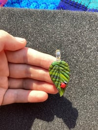 Image 2 of Green Leaf W/ Ladybug pendant 