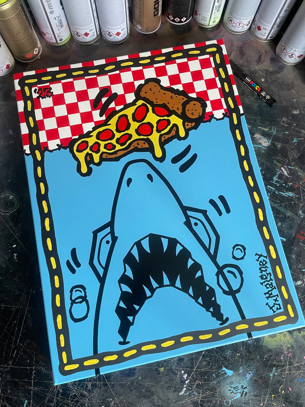 Original Pizza Shark Painting!
