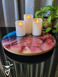 Image 2 of 15" Epoxy Resin Art Lazy Susan Turntable 'The Seven of Wands'