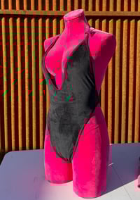 Image 1 of Black Velour Strappy One Piece