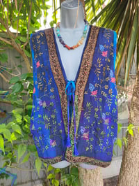 Image 1 of Mykonos sari jewel oversized waistcoat / top 10-18 blue