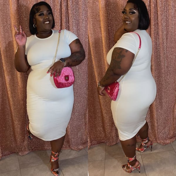 Image of White Round Neck BodyCon