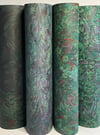 Marbled Paper Overmarble on Black & Racing Green - 1/2 sheets
