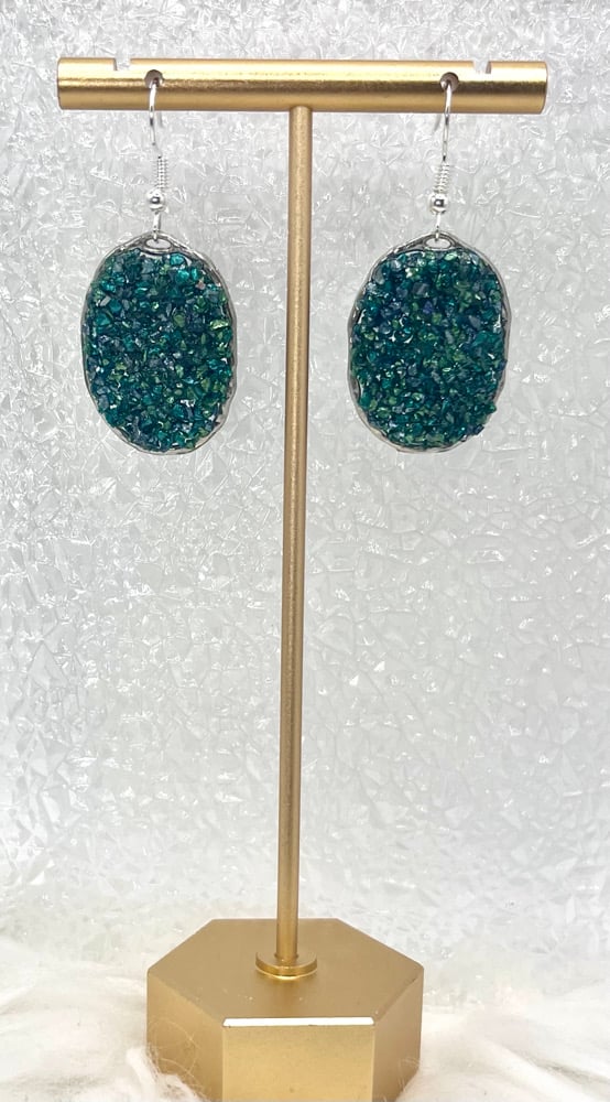 Image of BLUE CRUSHED GLASS DANGLES