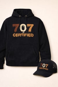 Image 1 of 707 CERTIFIED HOODIE + HAT BLACK