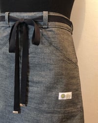 Image 3 of Handmade Cafe Apron | Couture Kitchen | 7 oz. Black Crosshatch Chambray. 100% cotton.