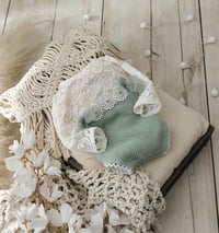Image 1 of Newborn Bodysuit Photo Prop – Sienna (Sage & Off White)