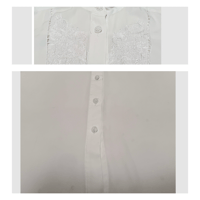 Image 9 of Vintage 1980s does 1940s White Embroidered Lace Button Up Short Sleeve Top - Size 10 