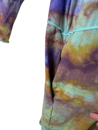 Image 6 of 3XL Drapey 3/4 Sleeve Cardigan With Pockets in Cool Earthy Watercolor Ice Dye