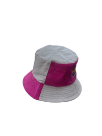 Image 3 of Pink and white curdaroy bucket hat 