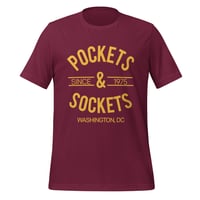 Image 1 of "POCKETS & SOCKETS" - Since 1975 (DC Utility Mark) Maroon/Gold Unisex Tee 
