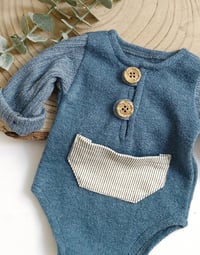 Image 3 of Newborn boy bodysuit for photoshoot | Adrien| navy blue