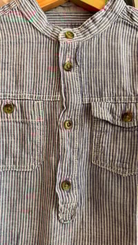 Image 4 of Leinenhemd, Blauweiss gestreift, Groesse 110