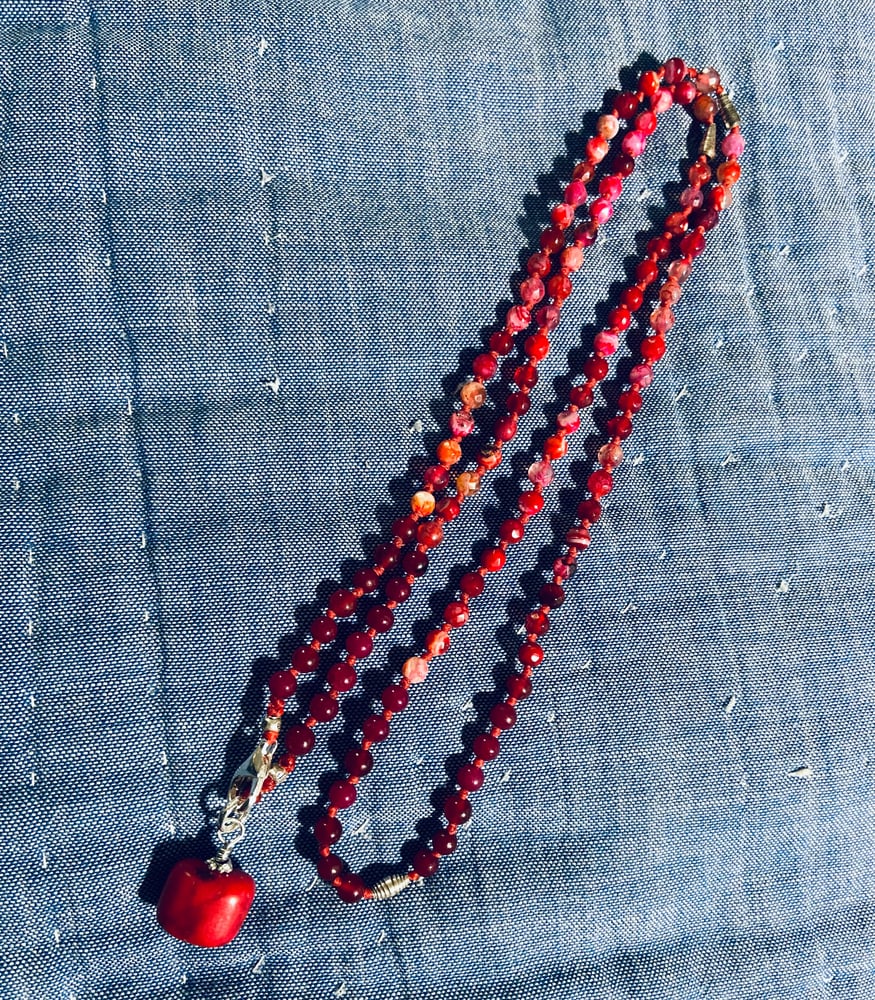 Image of Bordeaux Jade And Banded Agate Mala