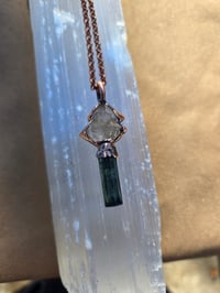 Image 2 of Electroformed Tourmaline and Herkimer Diamond necklace