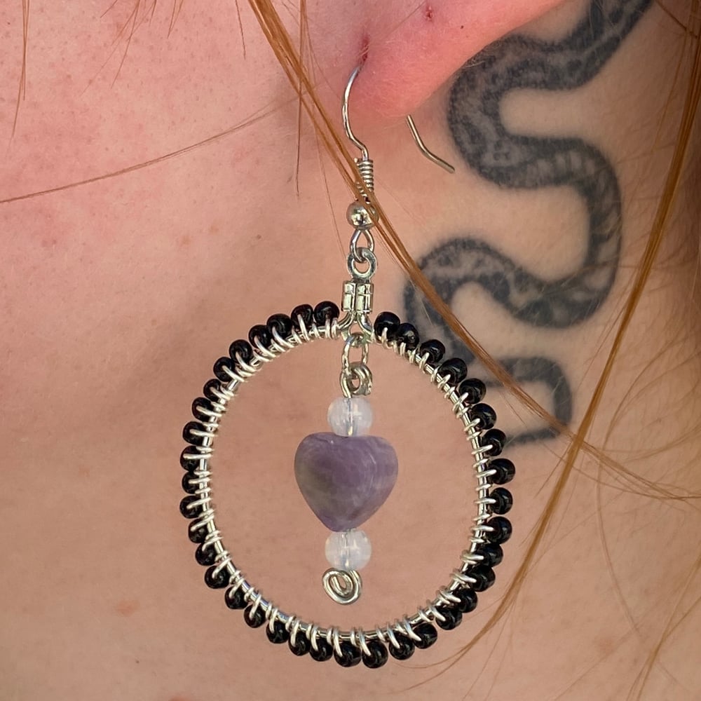 Image of amethyst heart earrings