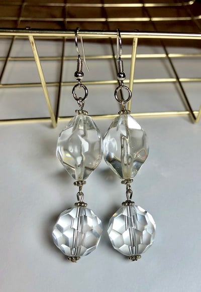 Image of Handmade Clear Drop Earrings 
