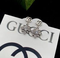 Image 1 of Double G Star Shaped Crystal Drop Earrings