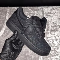 Image 2 of Black Glitter Rope Laced AF1 