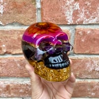 Image 1 of Purple Sunflower Orgonite Skull 