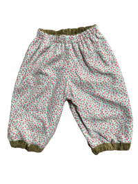 Image 2 of LITTLE PANTS - olive cord and floral flannelette 