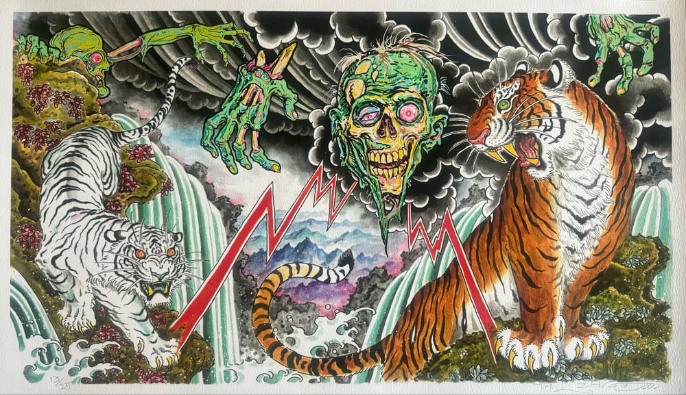 Image of Tim Lehi Hand Embellished "Tiger Book Cover" Giclée Print Signed & Numbered 13/25