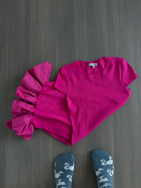 pink ruffled dress (sz med) 