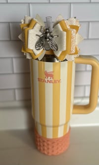 Image 2 of Butter Bee Tumbler Straw Topper Bow