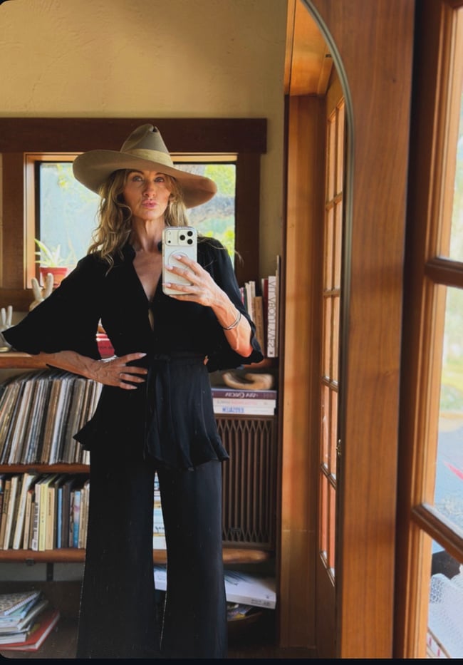 late 1960s Ossie Clark black wrap rock and roll trouser suit pants 