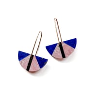 Image 1 of Lapis, Rhodonite & Basalt Earrings