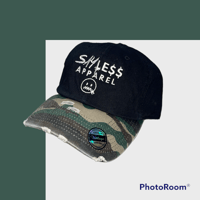 Distressed Dad Hat (Black/Camo)