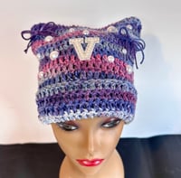 Image 1 of Cat ear beanie custom letter 