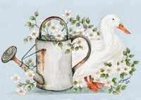 Image 1 of Spring Garden Duck | Original 6x8” Watercolor & Gouache Painting 
