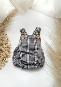 Image 1 of Baby Boy Dungarees for Sitter Photo shoots | Christian | age 9-12 months | grey  plaid