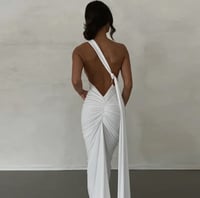 Image 2 of Irene White Sexy Backless Pleated Solid Color Sleeveless Dress