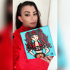 WWE Victoria Black & Red Champion Painting One-of-a-Kind Custom 8"x8" Artwork