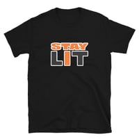 STAY LIT ORANGE/BLACK Softstyle Short-Sleeve Unisex T-Shirt
