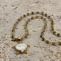 Image 1 of Green Garnet Turtle Necklace