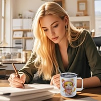 Image 6 of 12OZ Sublimation Thermos Cup Stainless Steel Coffee Mug With Lid Double Wall Vacuum Flask With Handl