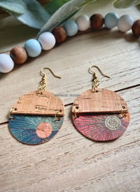 Image 1 of Faux Cork Split Disc Earrings